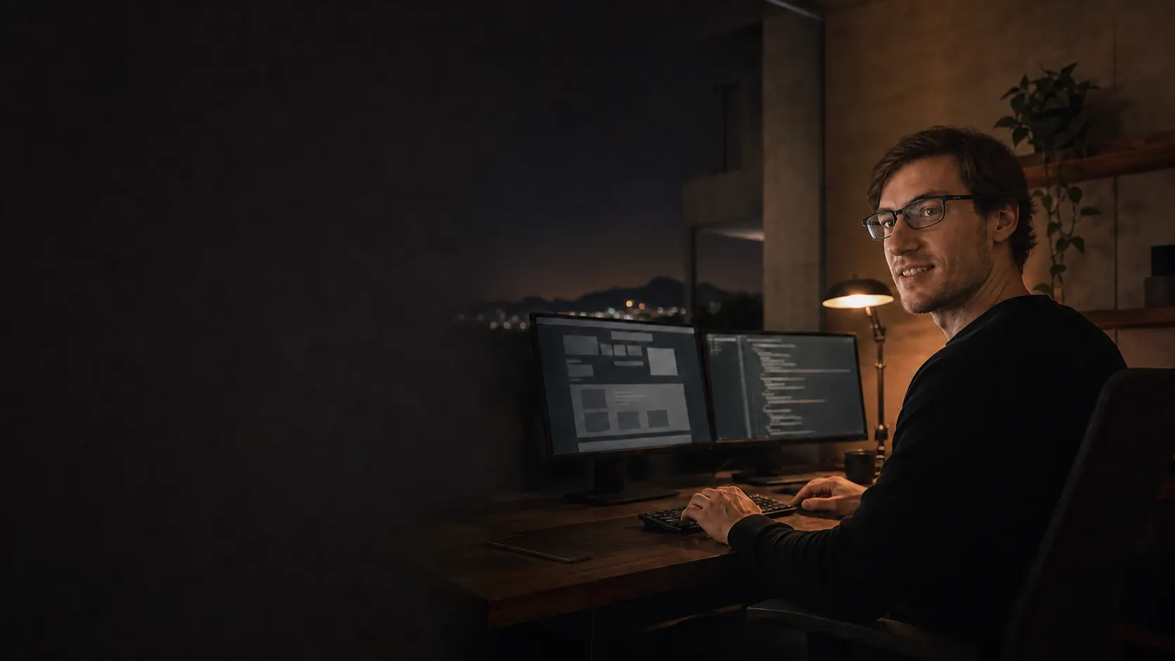 Carter Steinhoff working at a desk in his Phoenix studio